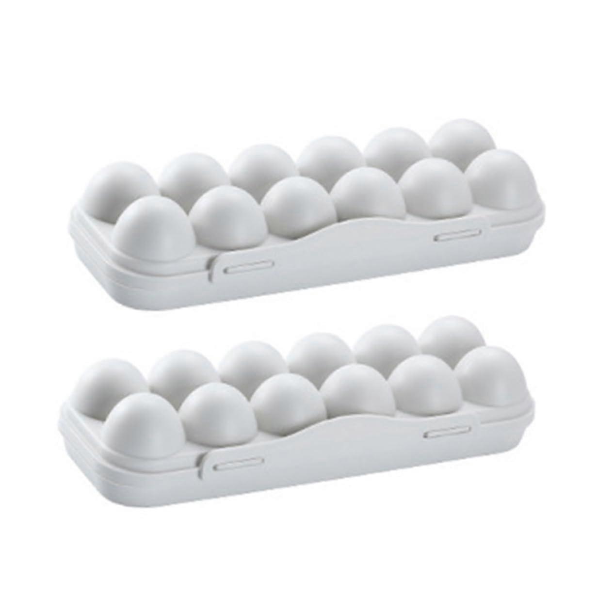 2pcs Stackable Egg Storage Container with Lid, Plastic Egg Holder for Refrigerator, SpaceSaving