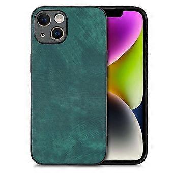 Case For Iphone 13 Pro Green Leather Simple Solid Fine Pores Multiple Models No12201