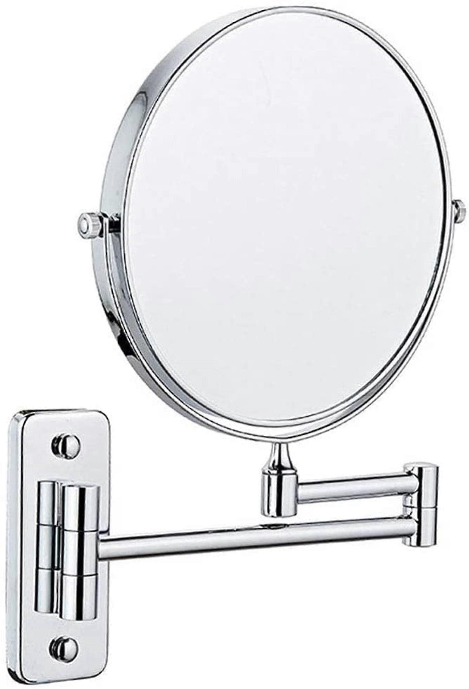 6 Inch Double Sided Wall Mounted Makeup Mirror with 1X 3X Magnification and Extendable Arm