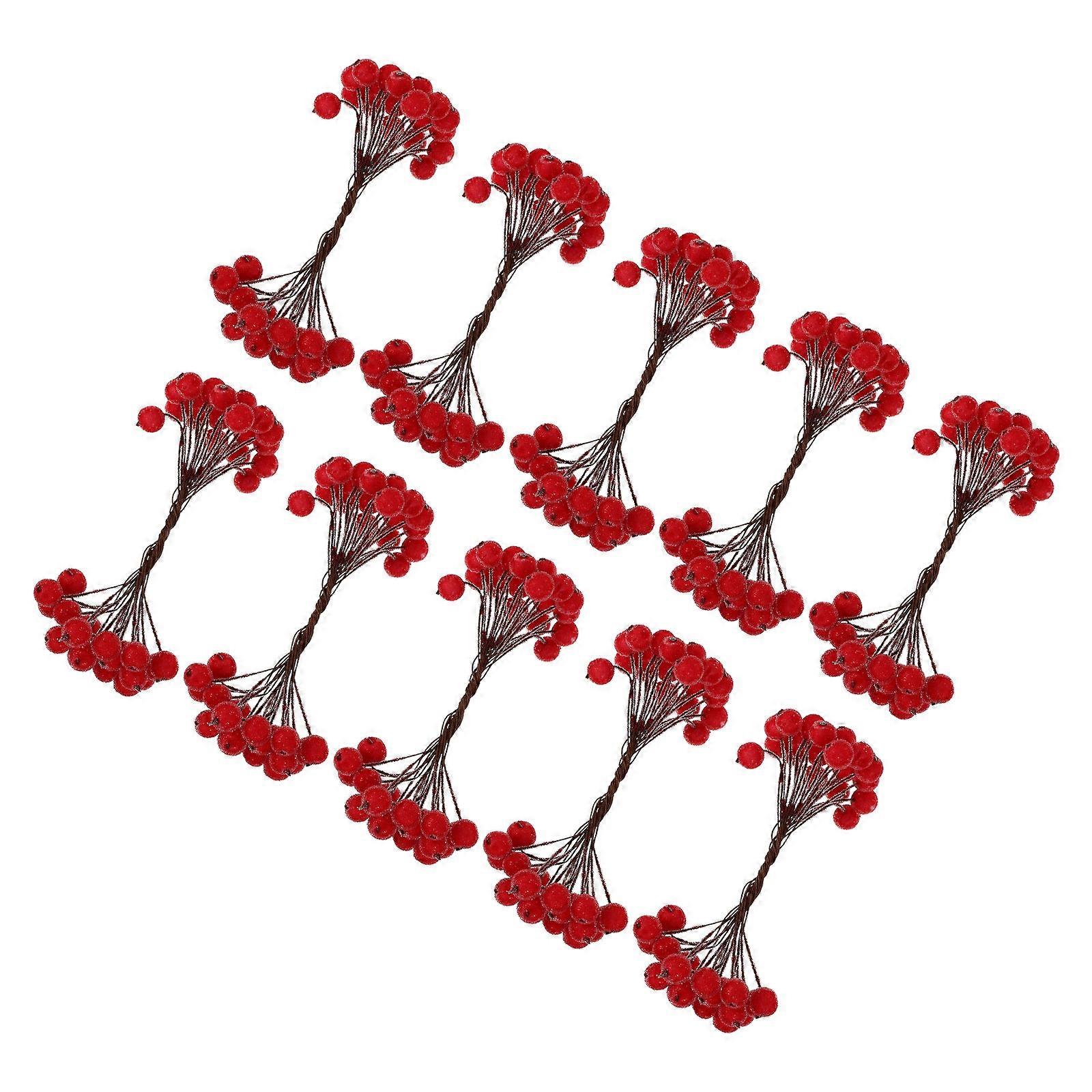 Simulation Berry Decor Red Foam Ornaments for Christmas 200Pcs