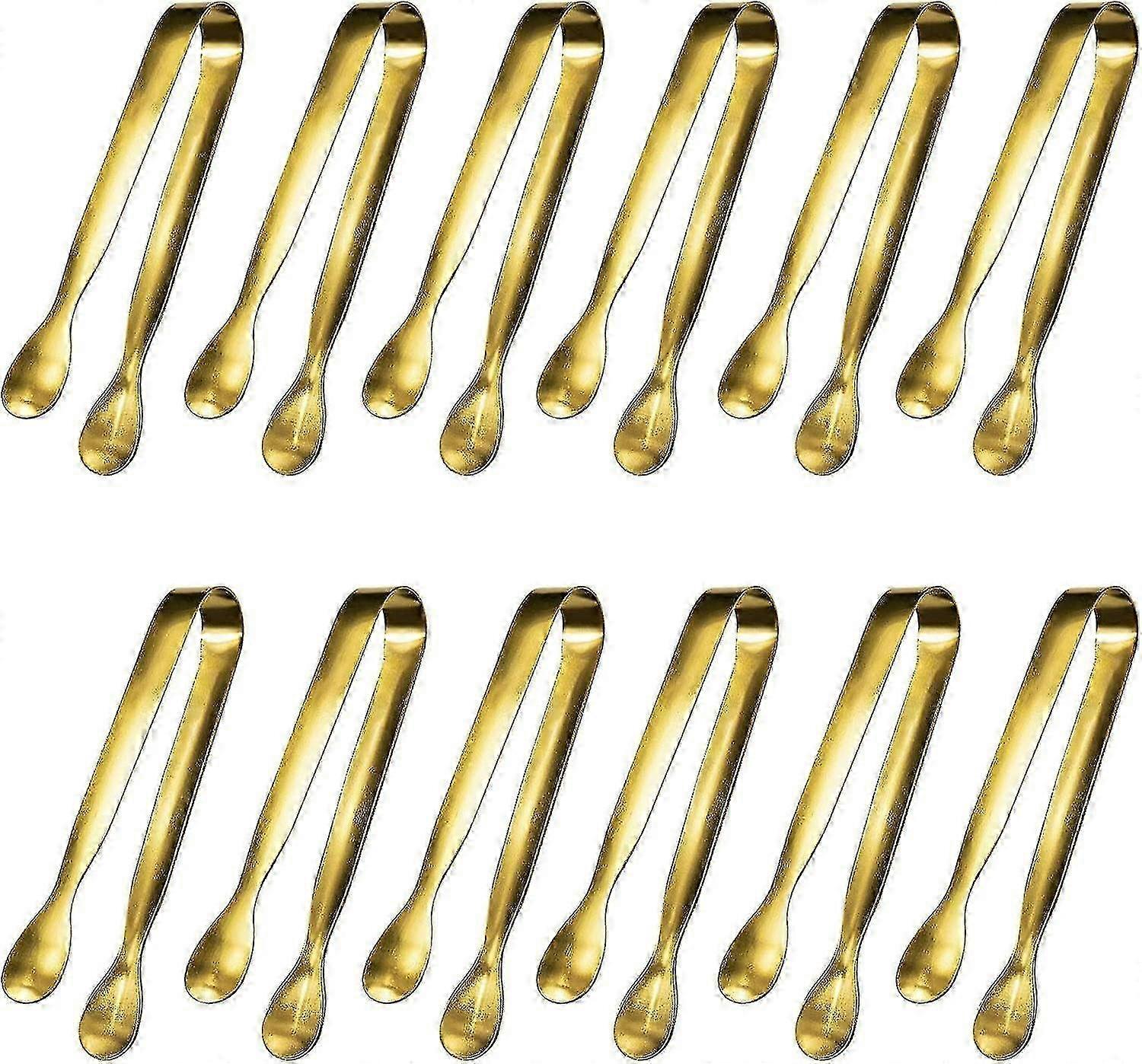 12-Piece Appetizer Tongs Set, Small Gold Serving Utensils for Catering