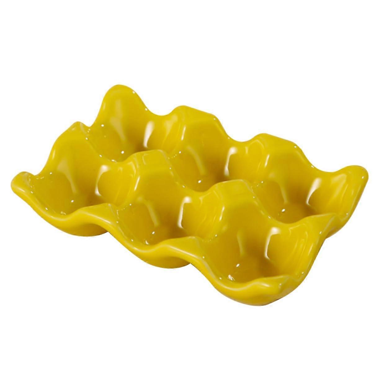 Ceramic Egg Holder for Refrigerator Keeps Eggs Fresh Smooth Edge Kitchen Storage Tray Organizer