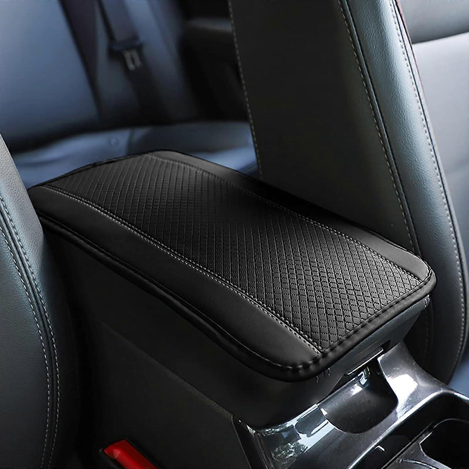 Leather Car Armrest Pad with Side Pockets, Waterproof Center Console Cushion Protector for Opel
