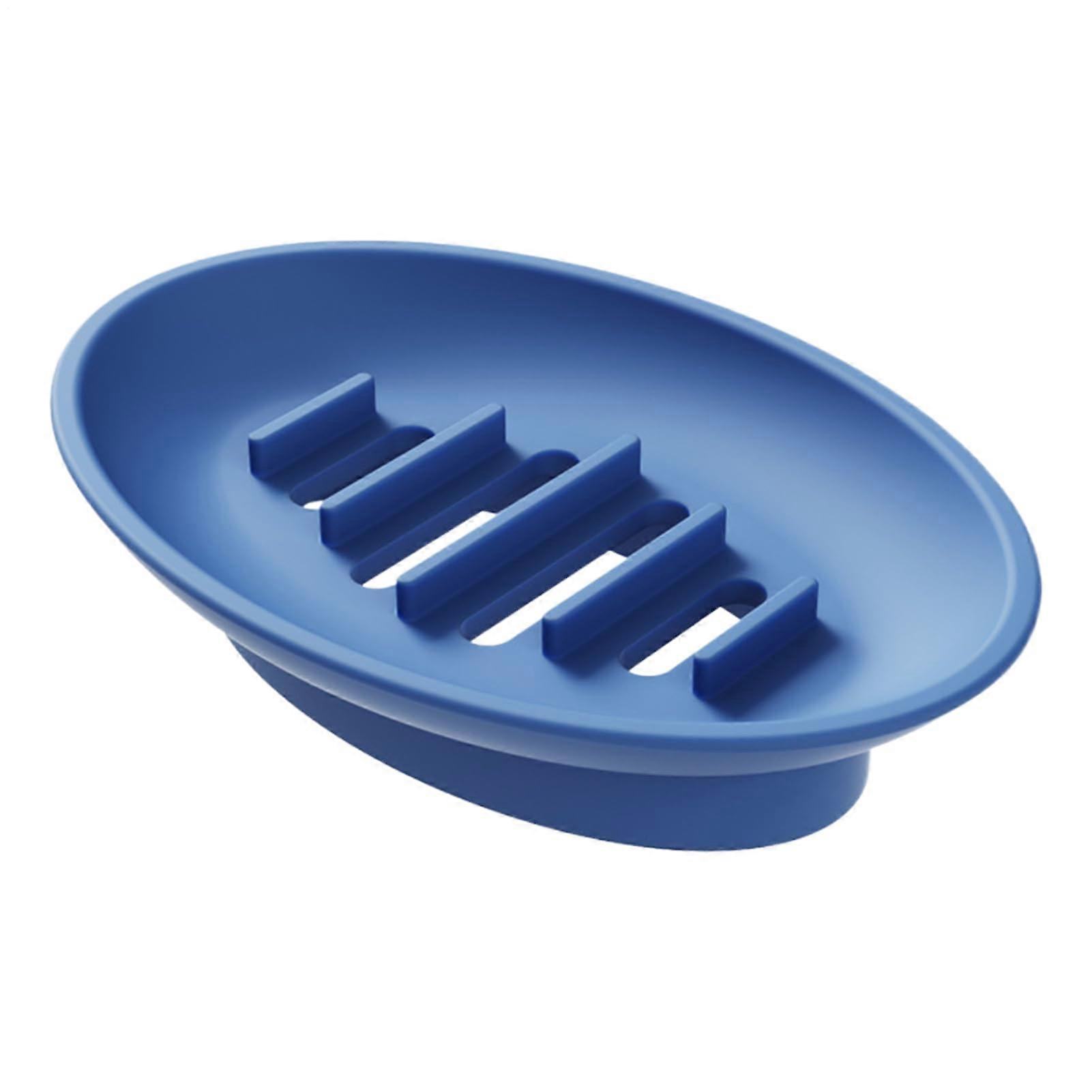 Silicone Soap Dish with Quick Drainage Design for Bathroom and Kitchen Counter Storage Blue