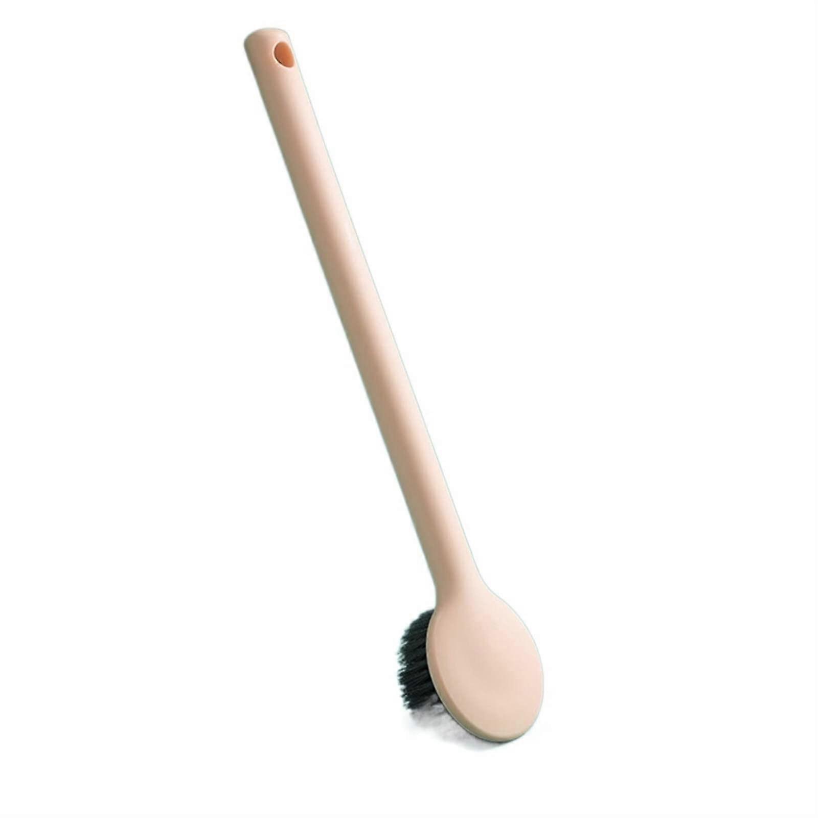 Back Scrubber Shower Brush with Long Handle, Anti Slip Grip, Rope Loop, Pink for Elderly Bathing