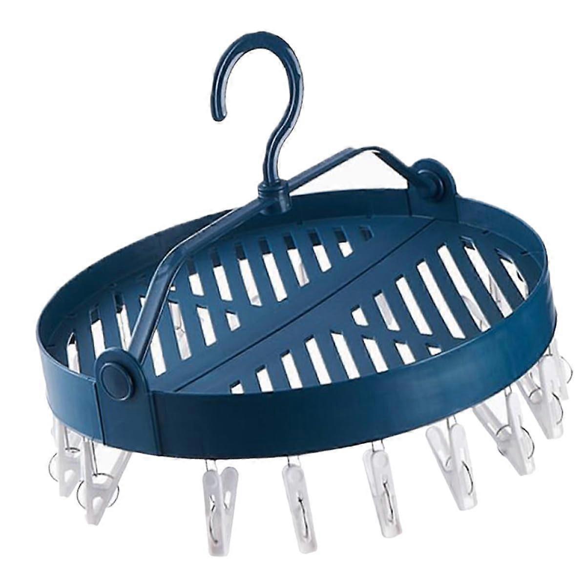 Sock Drying Rack Round Foldable Hanger with Clips for Laundry Underwear and Space Saving Storage