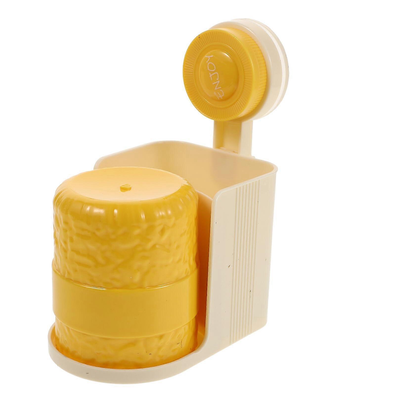 Toothbrush Holder Wall Mounted with Secure Suction, SelfDraining Bathroom Organizer, Yellow