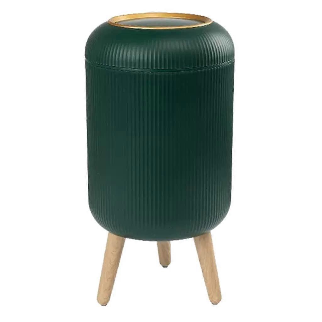 Modern 10L Bathroom Trash Can with PopUp Lid, Narrow Kitchen Garbage Bin, Elevated Base, Green