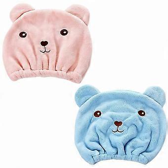 Quick-Dry Microfiber Hair Turban for Men and Women Soft Coral Fleece Bath Towel Wrap Absorbent and Lightweight 2-Pack