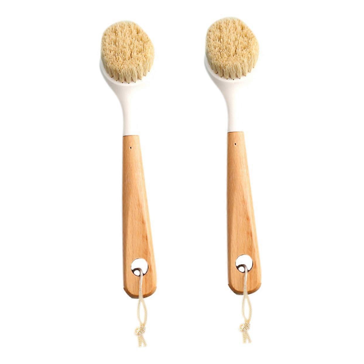 2pcs Long Handle Beech Dish Brush Set for Kitchen Cleaning, Durable Pot and Pan Brush