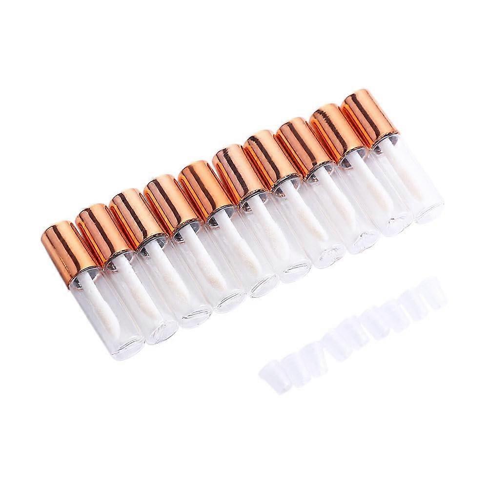 10pcs 1.2ml Mini Reusable Empty Lip Gloss Tubes with Clear Design and Elegant Rose Gold Caps