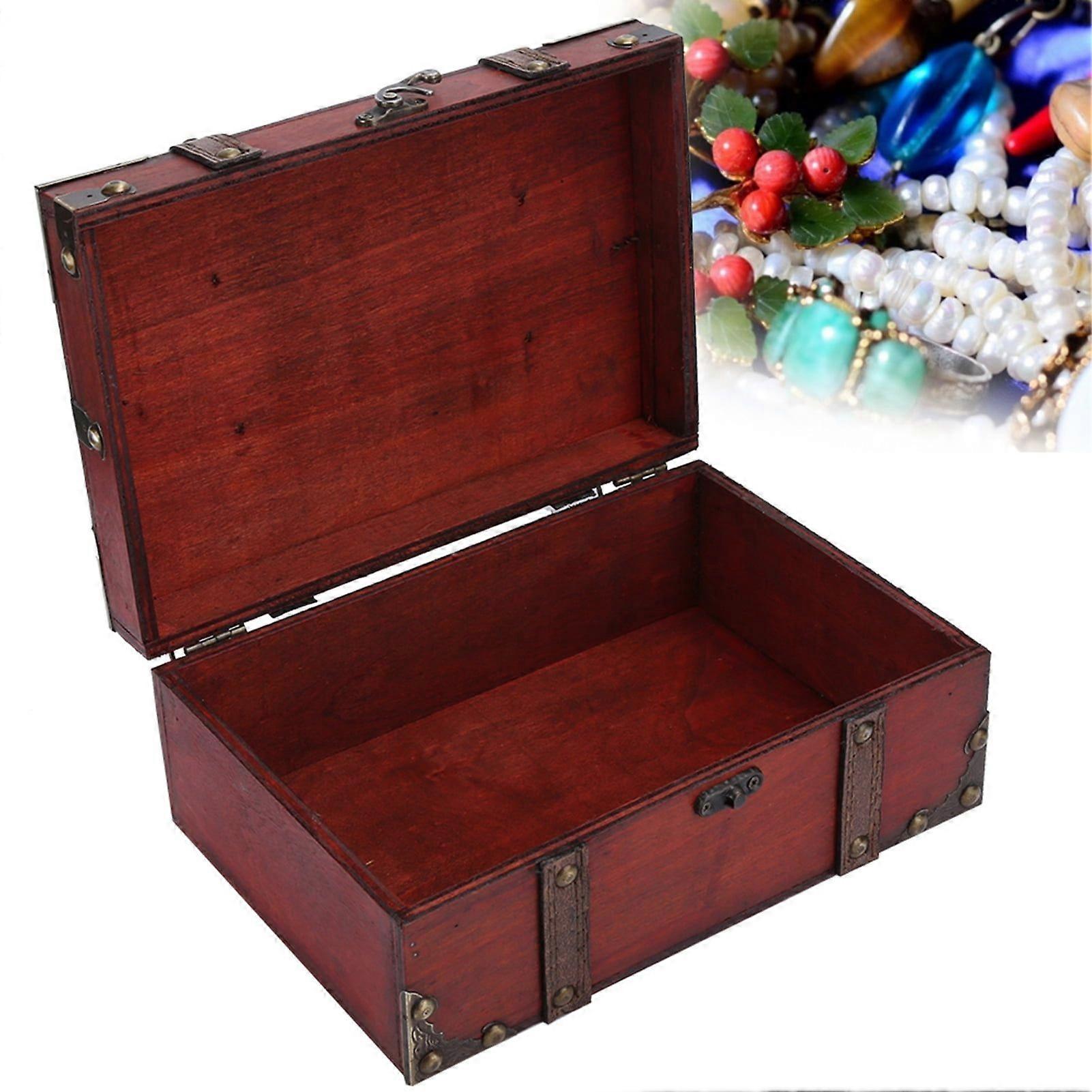 Vintage Wooden Boxes With Lock - Pirate Treasure Chest with Iron Code Lock -
