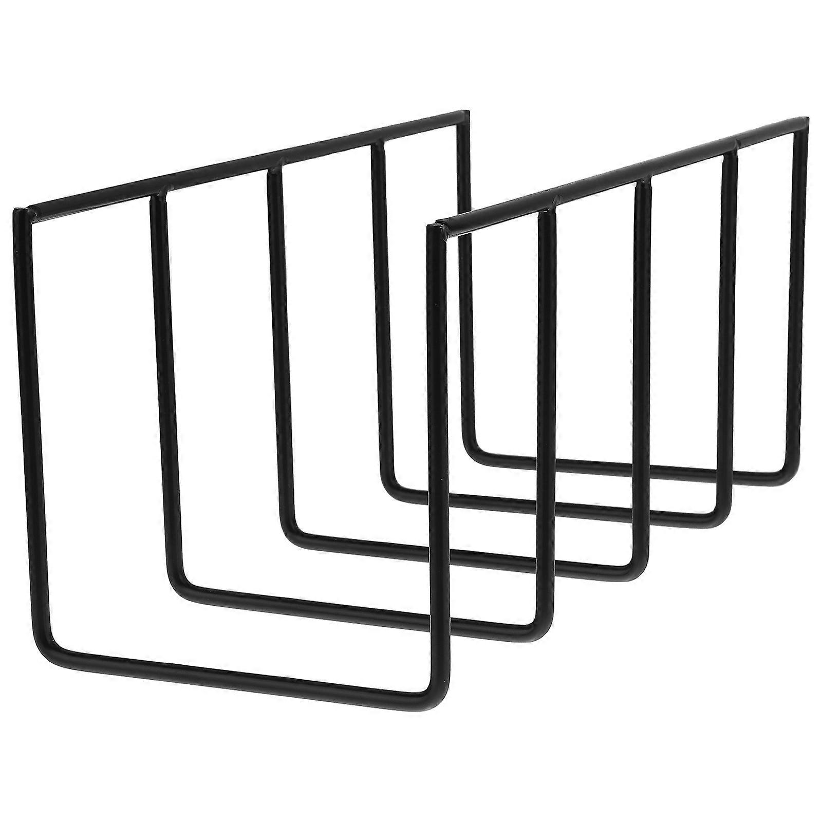 Black Desktop Iron Storage Rack for Record Display Holding 2Pcs