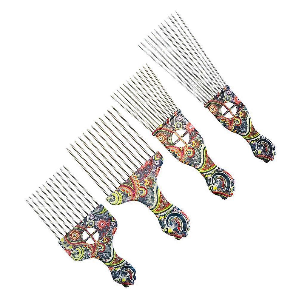 Updo Pick Combs Retro Pattern Steel Needle Pick Comb for Hair 4Pcs
