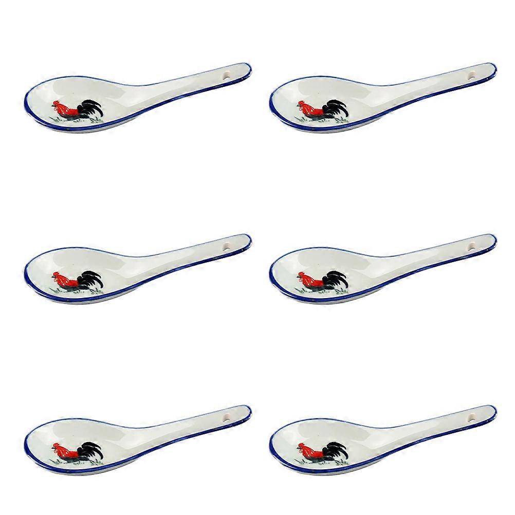 Ceramic Soup Spoon for Table Use 6Pcs White Multi-Function Ceramic Spoons
