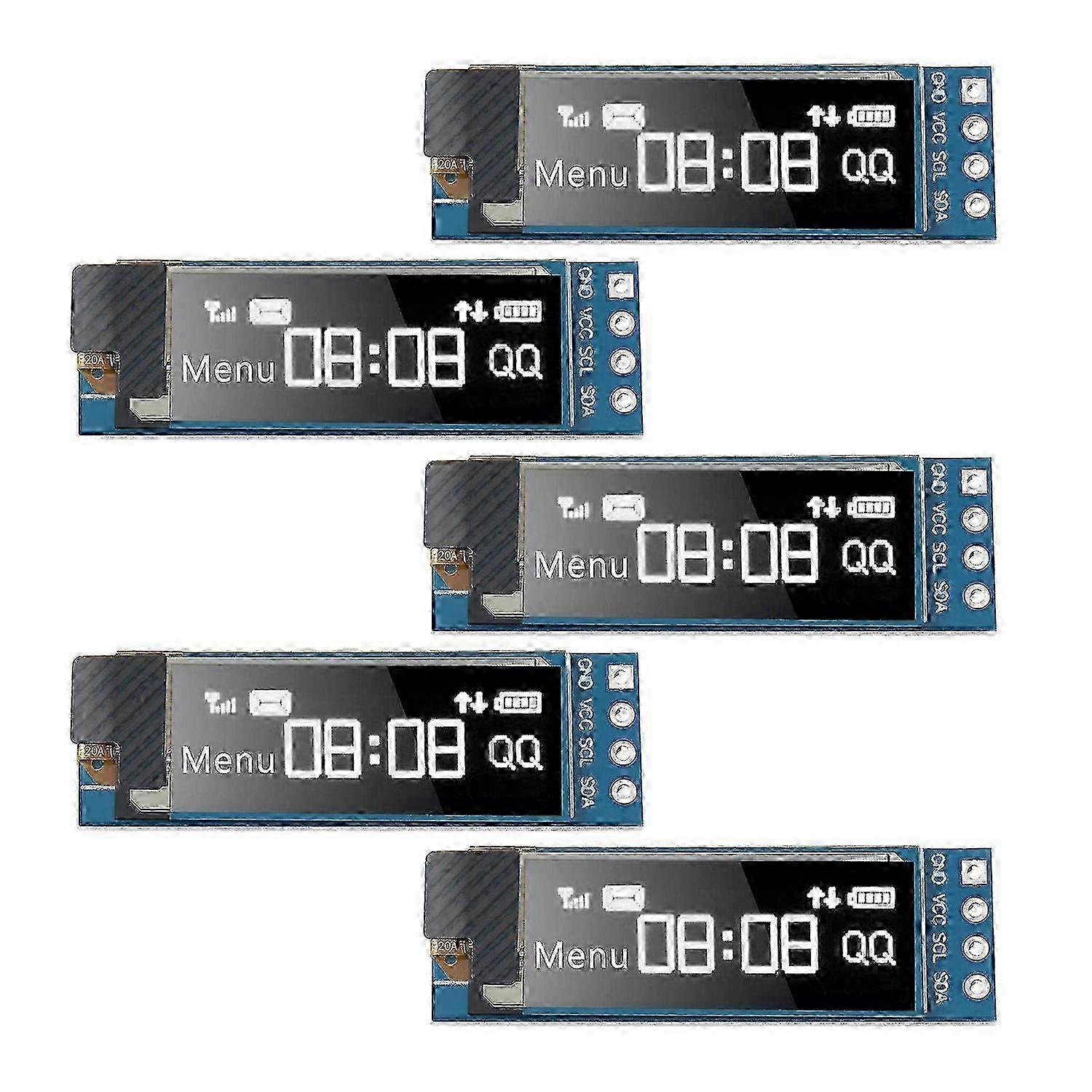 5 Pieces I2C Display Module 0.91 Inch I2C OLED Display Module(White Light)