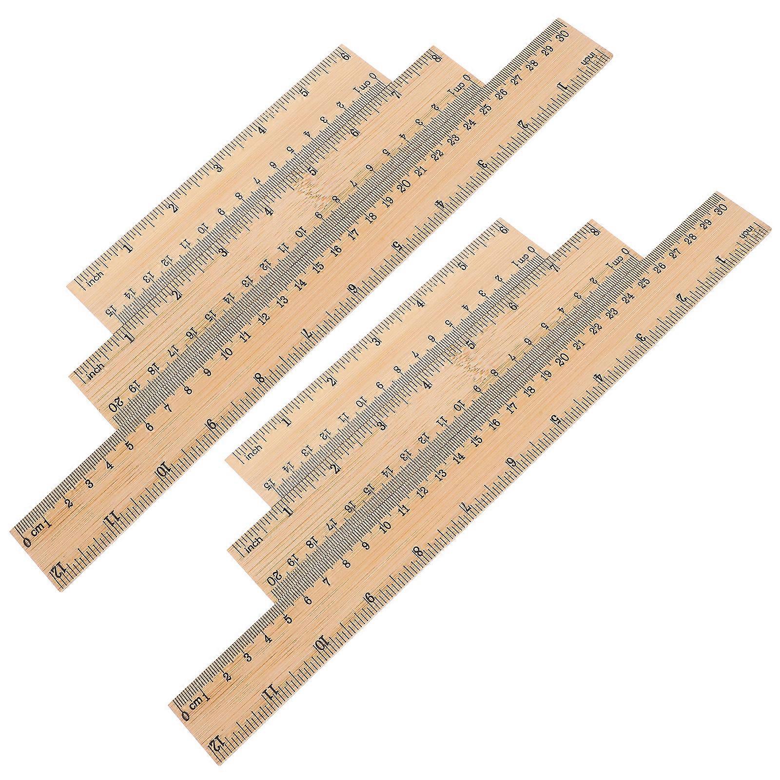 Bamboo Rulers Multi-Function Straight Ruler Set for School Use 6Pcs Portable