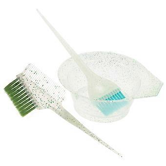 Hair Coloring Bowl and Brush Set for Hair Dye Use 1Set Reusable Green Tool