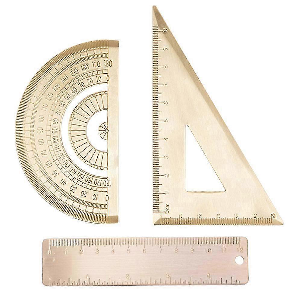 Drawing Measurement Ruler Brass Protractor Set compatible with Measuring Use 3Sets