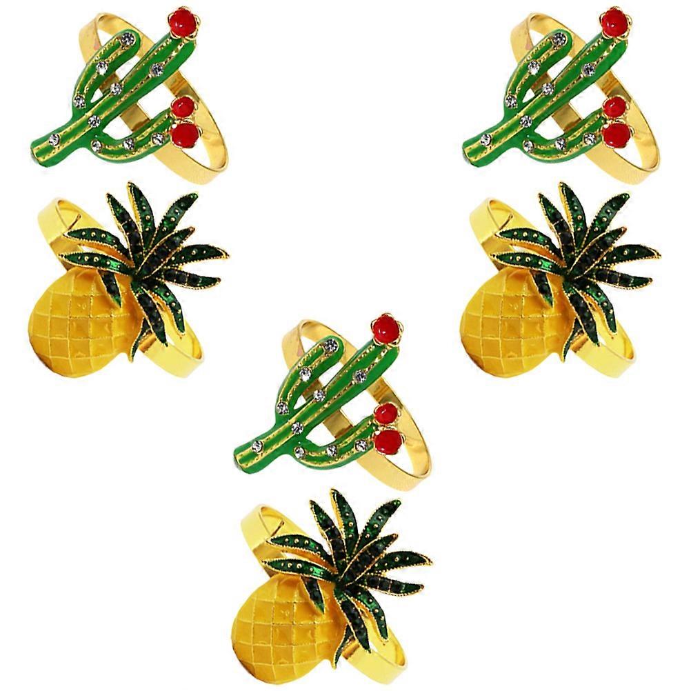 Alloy Napkin Rings for Decor Pineapple Cactus Shape 18Pcs