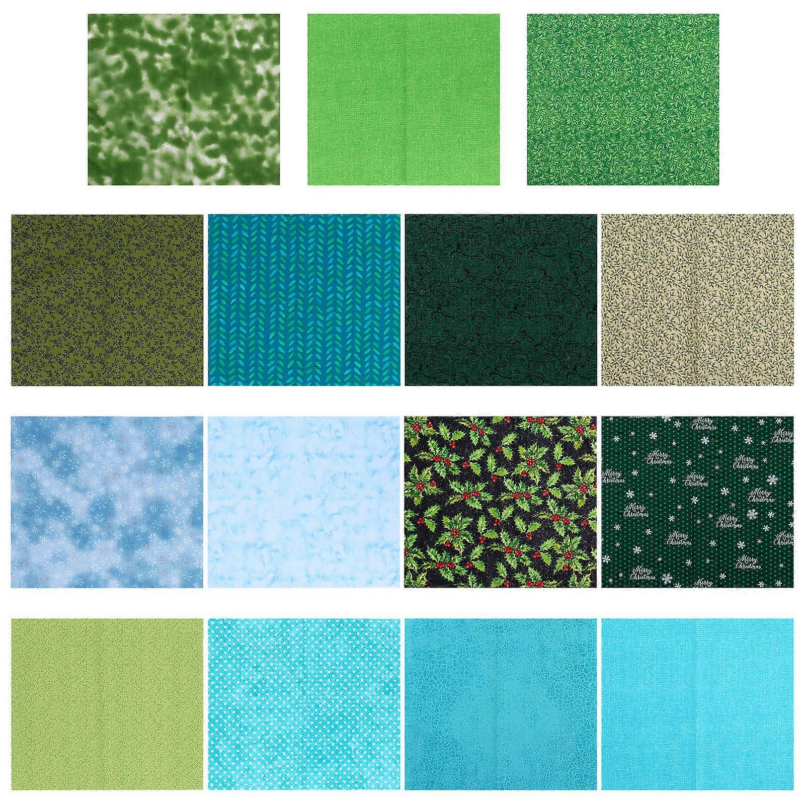DIY-Bastelset aus Baumwollstoff, Patchwork-Material, 15 Stück, grün