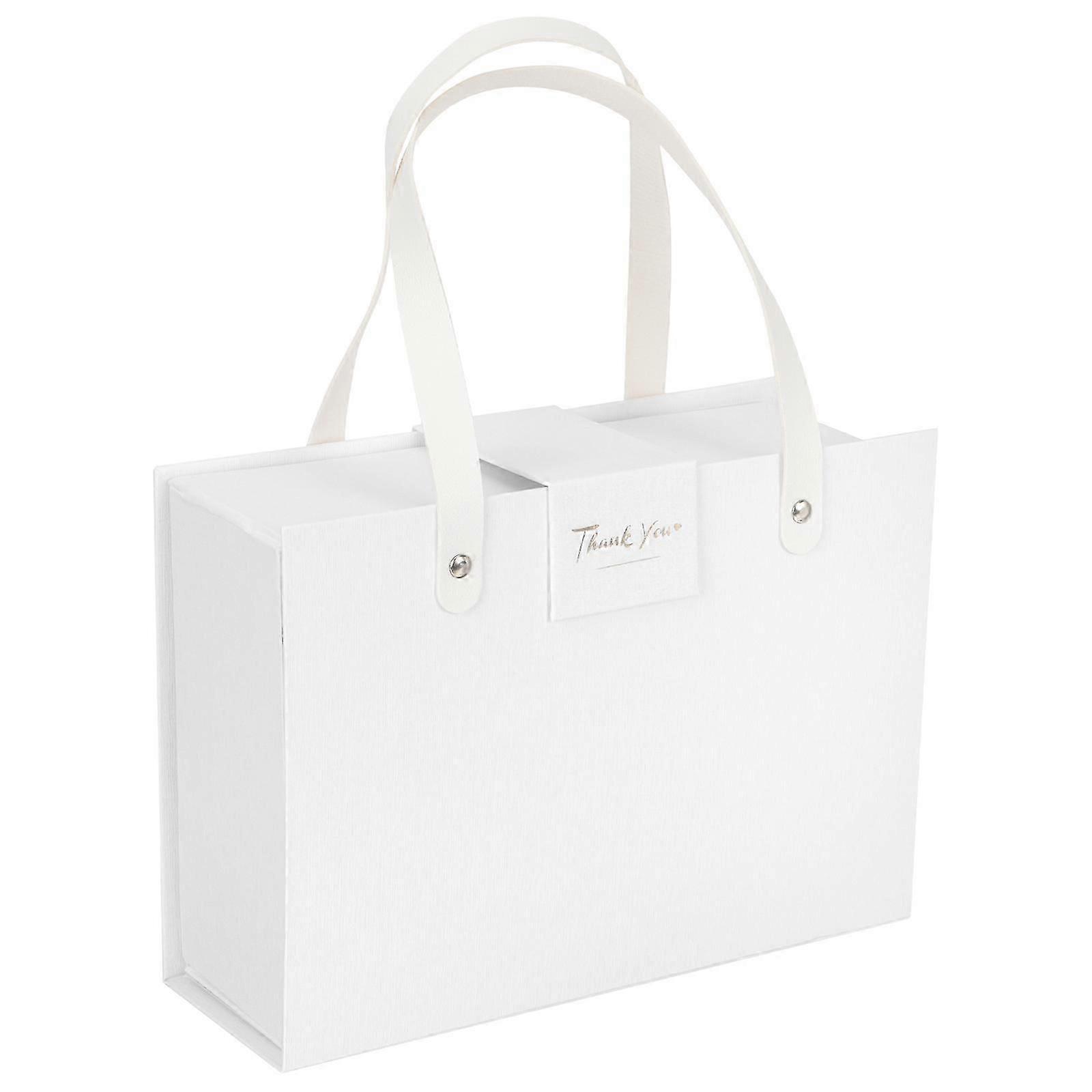 2Pcs White Magnetic Handle Gift Boxes, Paper Packaging Boxes