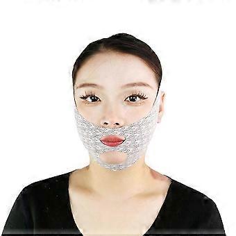 Firming face mask with a V-shaped facelift effect, to reduce a double chin and contour the cheeks. The mask does not roll down and is comfortable to w
