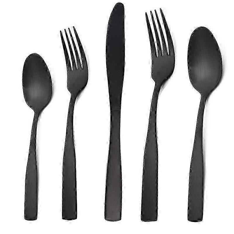 5-Piece Matte Black Titanium-Coated Cutlery Set for Home Dining