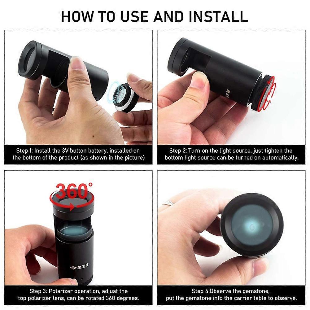 Handheld LED Polariscope for Gemological Analysis Gemstone Interference Ball Tool