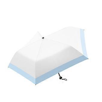 Multiuse 3 Fold Umbrella With 5 Ribs Construction And Pongee Fabric For Various Occasion Sun Protections Rainproof  Skyblue