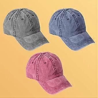 3er-Pack gewaschene einfarbige Baseballkappe, Retro-verstellbare Dad-Hüte Geschenk für Männer / Frauen, unstrukturiert / Baumwolle