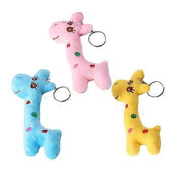 Giraffen-Schlüsselanhänger aus Plüsch, 3er-Pack, mehrfarbig