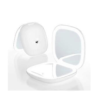 SNDO-Mini Led With Light 5x Magnifying Pocket Double Sided Travel Convenient Cosmetic Vanity Mirrors,pin