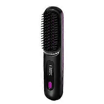 Wireless Hair Straightener Comb, USB Rechargeable with LCD Display, Negative Ion & Ceramic Heating, Portable Travel Styling Tool (Black)