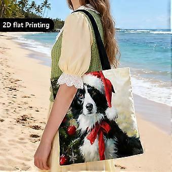 & ' Sød julehundeprint skuldertaske kompatibel med hunde - håndtaske/rygsæk, afslappet tote-taske velegnet til rejser,, Gi-Tqazw