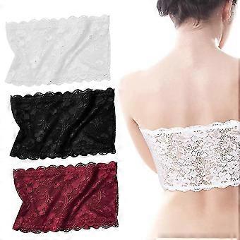 Paquete de 3 sujetadores con tope de tubo de encaje floral para mujer, bandeau-XinHan elástico sin costuras