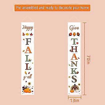 Fall Decor | Thanksgiving Decorations | Happy Fall Y'all & Give Thanks Porch Banners For Autumn Harvest Decorations | Outdoor Fall Decorations For Hom