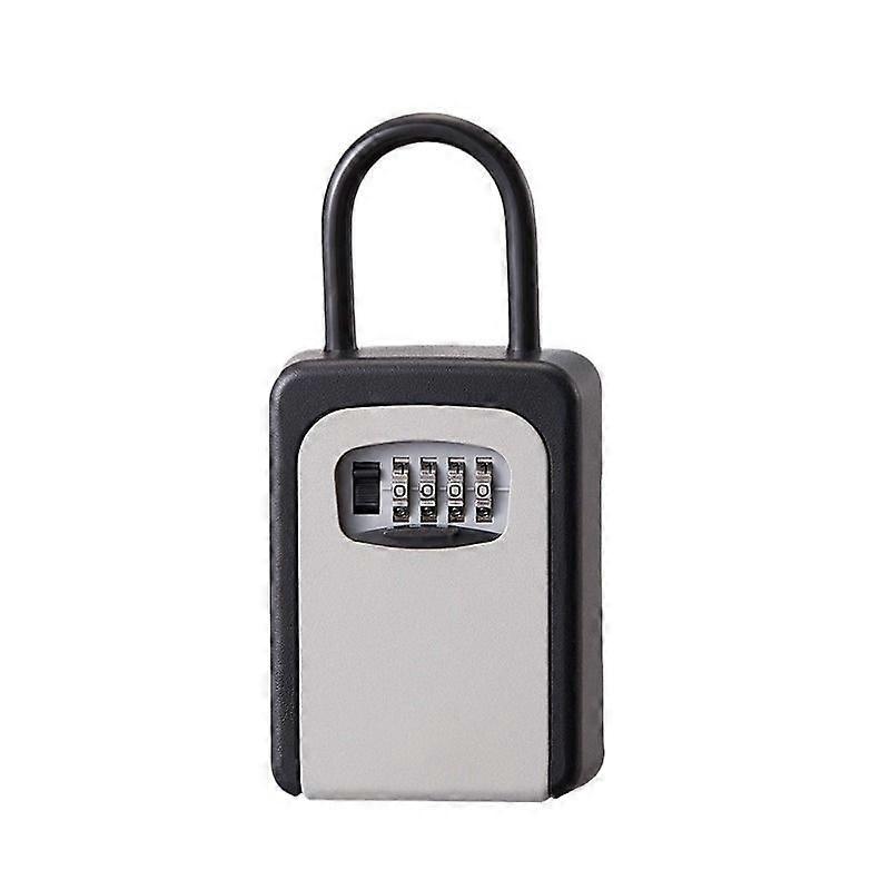 Wall-Mount Key Storage Box with U-Hook, Grey, Combination Lock