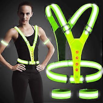 led reflekterende vest, høy synlighet ledet reflekterende sikkerhet vest løpelys for løpere