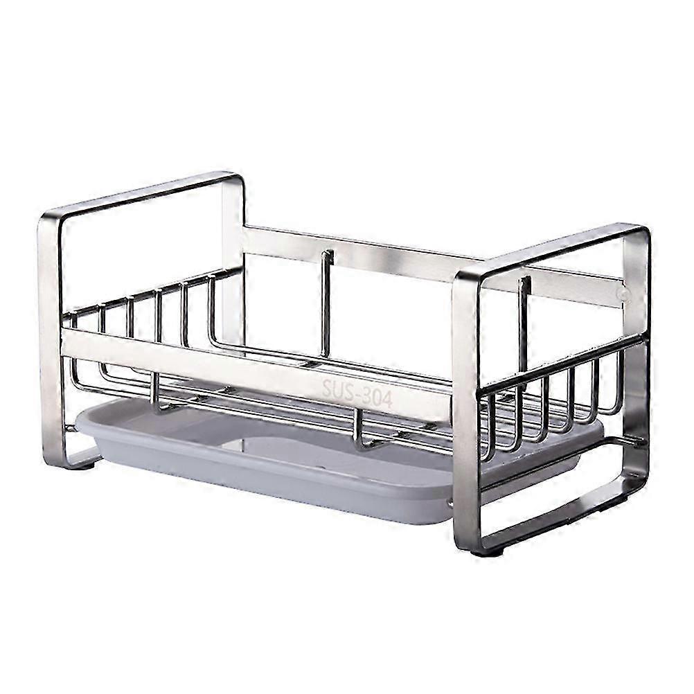 1 Pc Practical Storage Rack Creative Sponge Holder with Drain Pan (Silver)