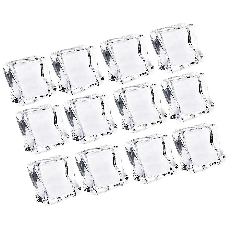 Reusable Ice Cubes Props Simulation Ice Cubes Ornament for Decoration 48Pcs