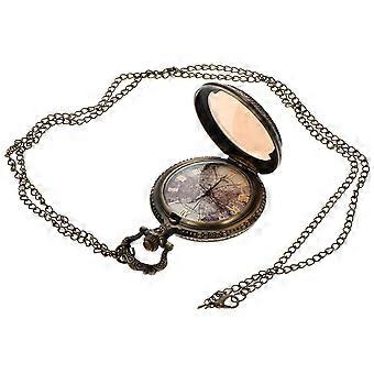 Vintage Hanging Watch Quartz Pocket Watch with Map Embossed 1Pcs