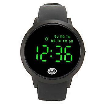 Herren Digitaluhr Runde Farbbildschirm Wasserdichte Hintergrundbeleuchtung Ultra Dünn Stilvolle Alarm Sportuhr Schwarze Schale Schwarzer Gürtel Große Größe