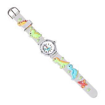 Watch for Kids Durable Quartz Dinosaur Pattern Waterproof 3Pcs Grey Wristwatch