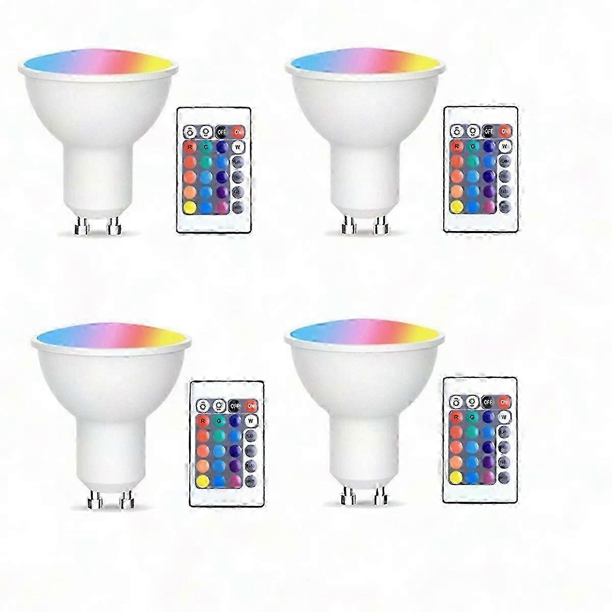 4-Pack GU10 Smart Bulbs with Remote, 17 Colors & 4 Dynamic Modes, Memory Function