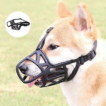Ademende Pet Basket Muilkorf Zachte Verstelbare Rubberen Muilkorf Mondbedekking Anti Bijten Kauwen Blaffen Training voor Kleine Middelgrote Grote Honden, Zwart (Maat