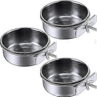 Pack Edelstahl Hängende Vogelfutternapfschalen, Vogelkäfig Zubehör, Rattenkäfig Zubehör (10 x 4,5 cm)