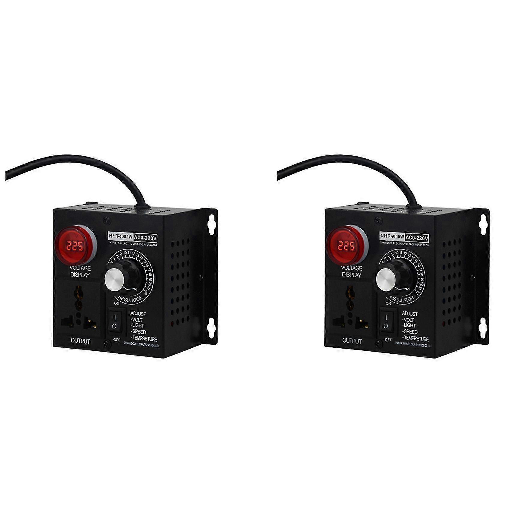 2X 4000W Voltage Regulator Portable Speed Adjustable Voltage Regulator Compact Variable Voltage Controller EU Plug