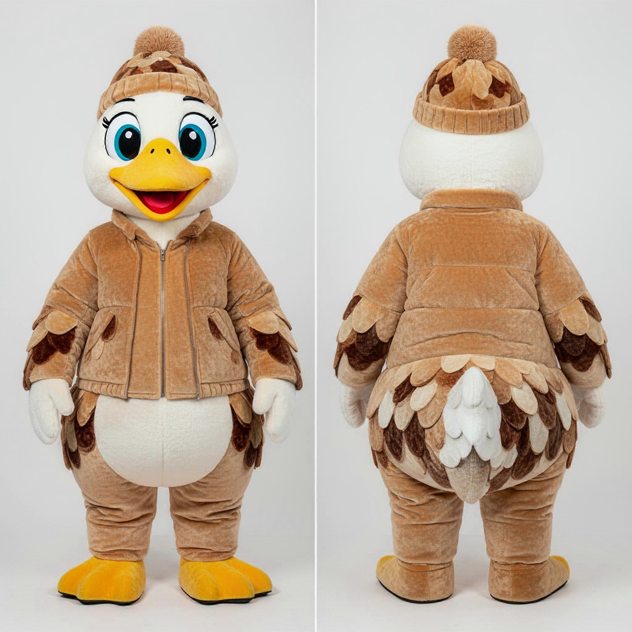 MASTICOT Tan Velvety Swan Mascot