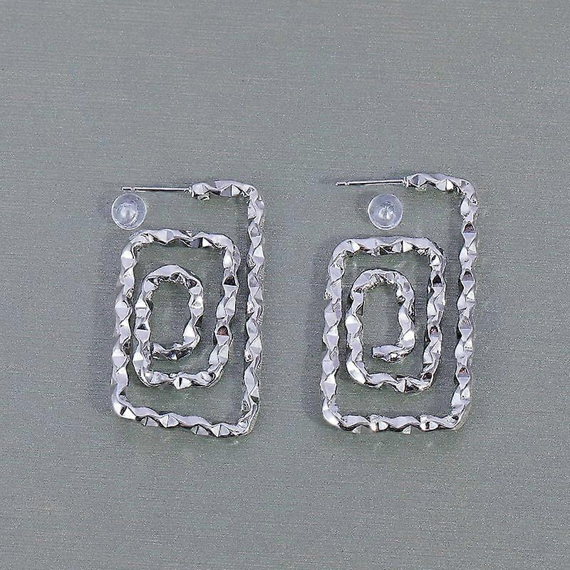 Rectangular Hoop Earrings for Women Elegant Loop Design Textured Surface Statement Jewelry